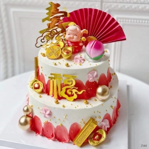 网红寿桃祝寿老人生日蛋糕双层同城配送-订蛋糕生日蛋糕预定同城蛋糕店配送