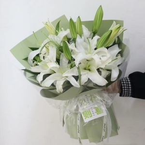 倾心的爱-19朵白香水百合，